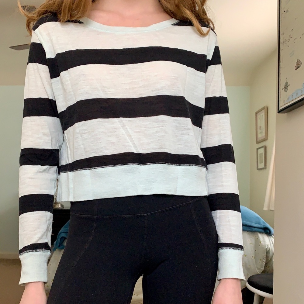 PINK Long Sleeve Striped Top
